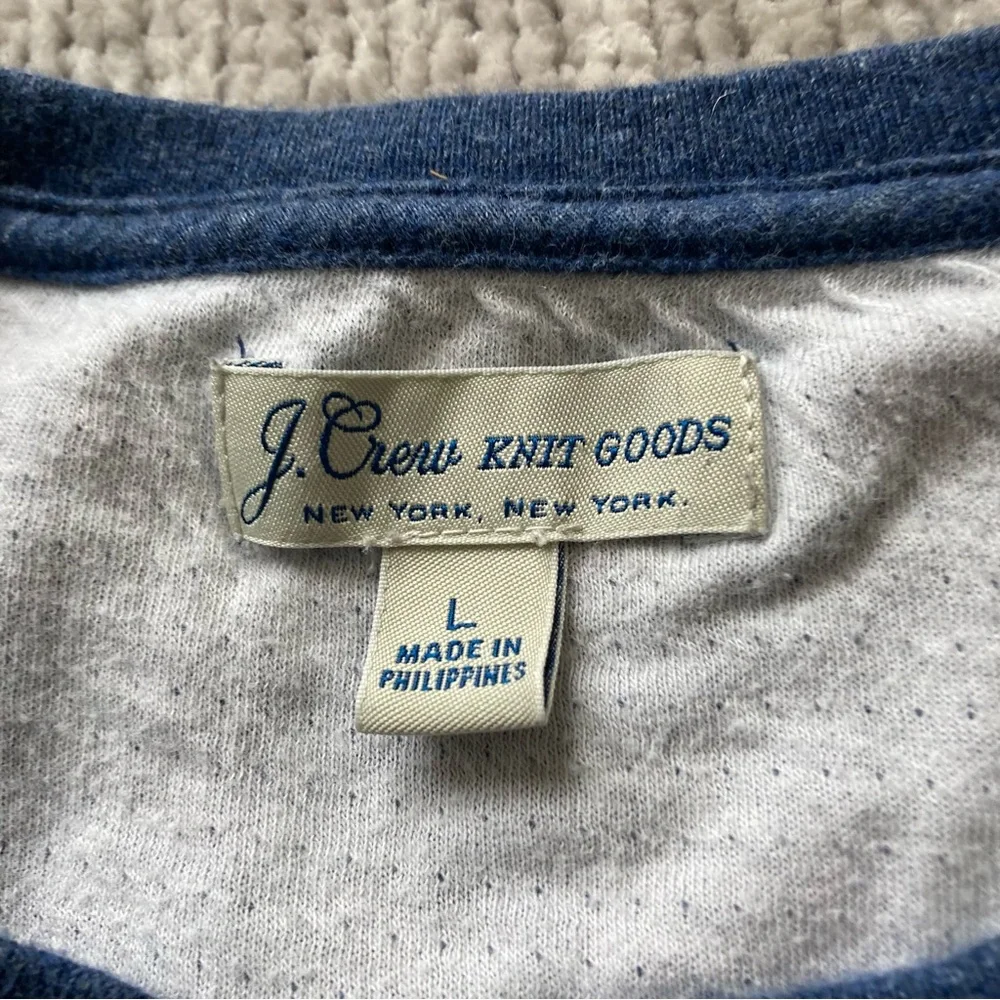 J. Crew Knit Goods‎ Mens Blue Henley Long Sleeve Shirt Size Large Soft Casual